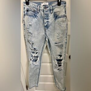 KanCan Distressed Acid Wash Straight Leg Jeans Size 7 27 Ripped Denim